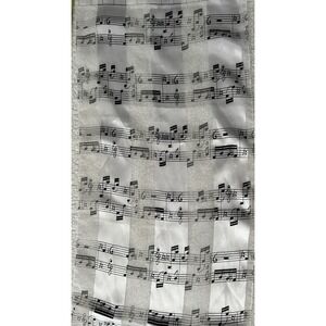 Vintage Scarf Piano Keyboard Musical Notes Piano Satin Black & White 58"X 13"